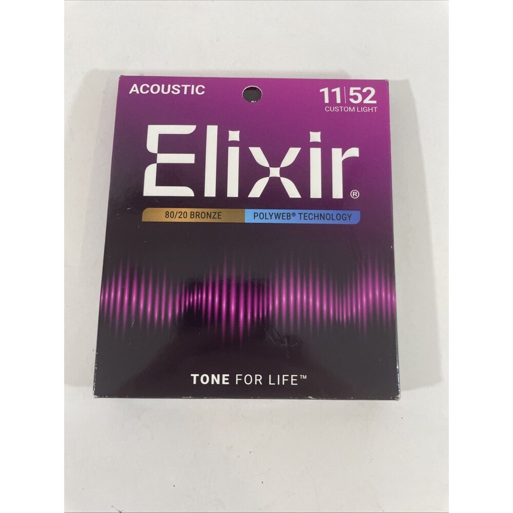 Elixir 11025-U Polyweb 80-20 Bronze Custom Light Acoustic Guitar Strings Set